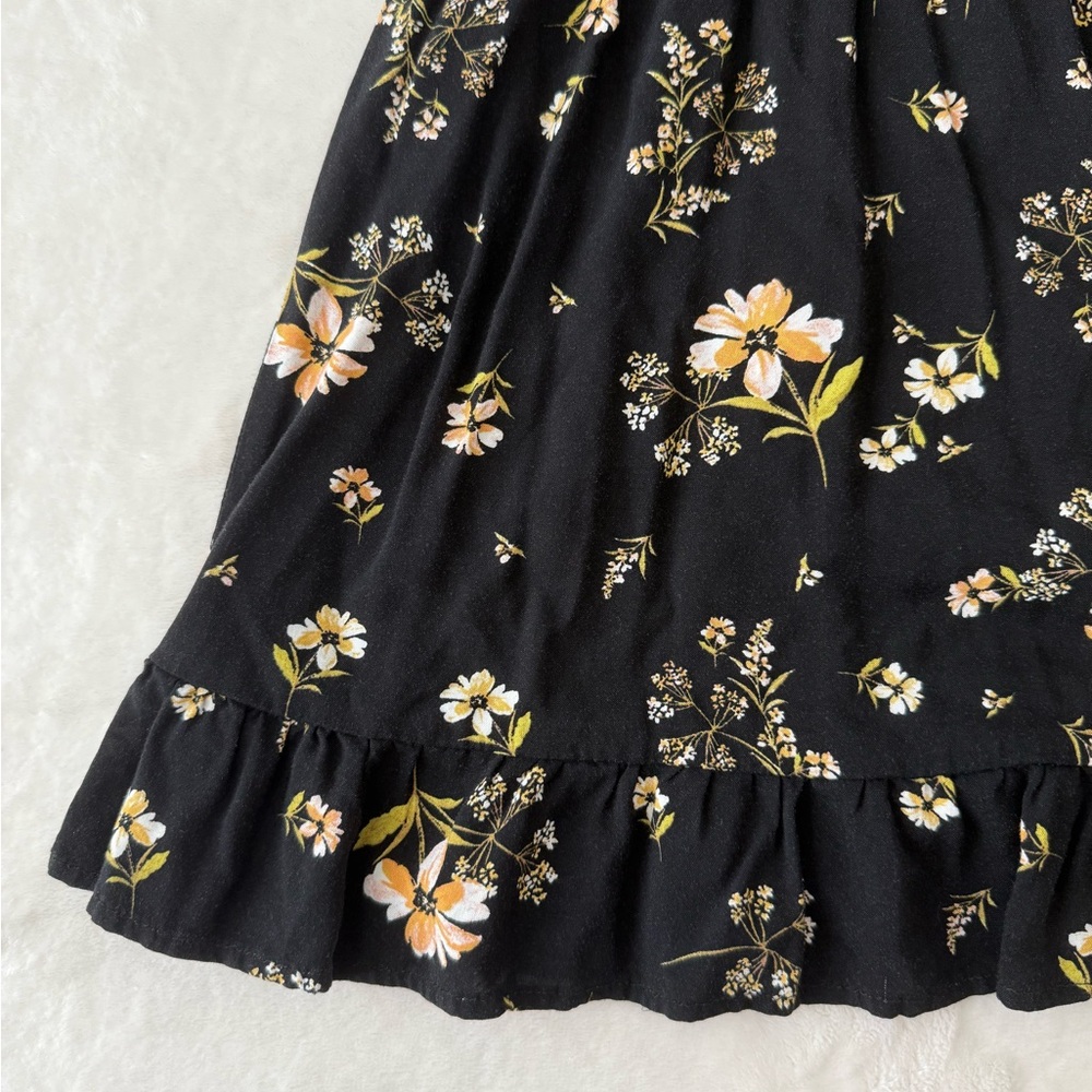 wild fable Black Floral Ruffle Tie-Back Mini Dress - Picture 3 of 6